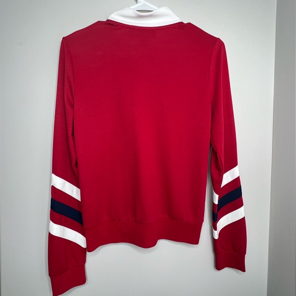 YOUNIQUE - small - red, white, black track jacket. Zip front. - Picture 2 of 5